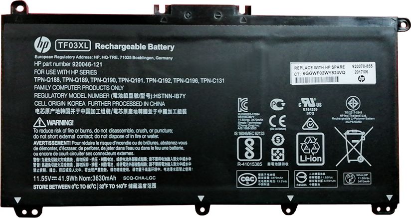 HP Battery for HP Pavilion 15-CD, 11.5V, 3470mAh (920070-855) akumulators, baterija portatīvajiem datoriem