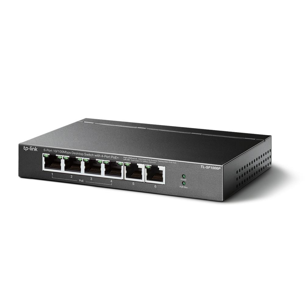 TP-LINK TL-SF1006P network switch Fast Ethernet (10/100) Power over Ethernet (PoE) Black datortīklu aksesuārs
