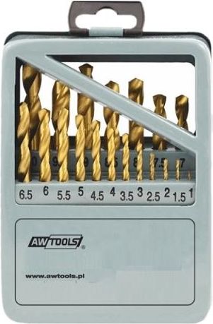 Wiertlo AWTools tytanowe walcowe 1,5 2 7 4,5 4 5,5 5 1 3 2,5 3,5 6 10 6,5 7,5 8 8,5 9mm zestaw (AW42319) AW42319 (5902198745334)