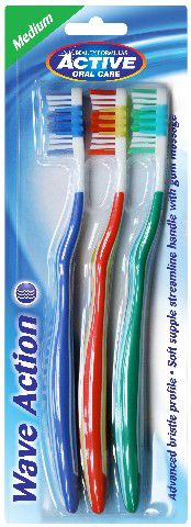 Active  Oral Care Szczoteczka Wave Action srednia 3szt 722003 (5012251012003) mutes higiēnai