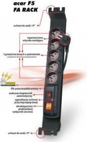 Acar Listwa zasilajaca F5 FA RACK 5x 230V PL 3m (W0084) W0084 (5904743284404) Serveru aksesuāri