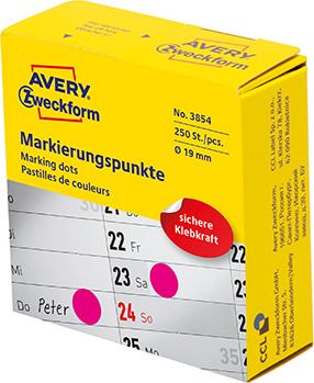 Avery Zweckform ETYKIETY ZF 3854 KOLKA DO ZAZNACZANIA 19 MM ROZOWE 381351a (4004182038543) uzlīmju printeris