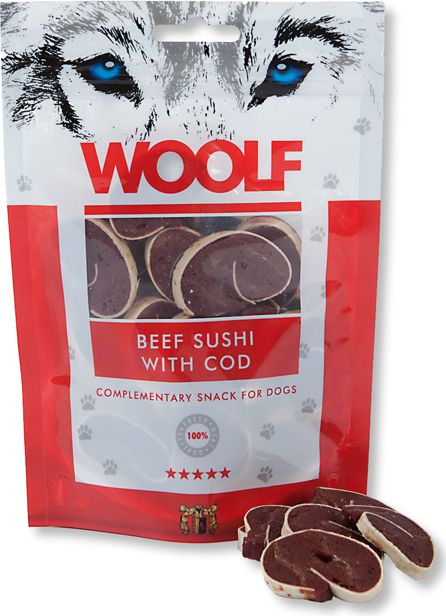Brit WOOLF 100g BEEF SUSHI with COD dorsz z wolowina VAT003198 (8594178550099)