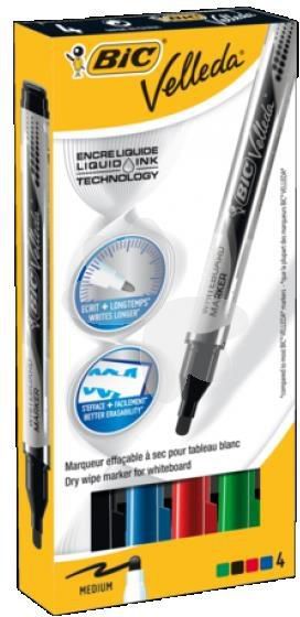 Bic Marker Velleda Liquid Mix 4 kolory BIC - 199971 199971 (3086123307193)