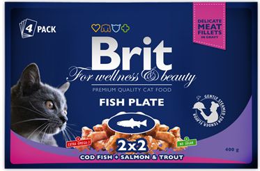 Brit Premium Cat Pouches Fish Plate 4x100g kaķu barība