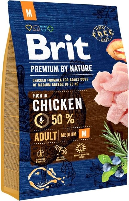 Brit Premium By Nature Adult M Medium 3kg VAT011734 (8595602526352) barība suņiem