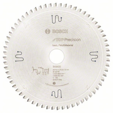 Bosch Saw blade Top Precision Best for Multi Material 216 x 30mm 64z (2608642097)