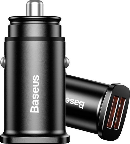 Baseus Square Car Charger 2xUSB QC3.0 5A 30W (Black) iekārtas lādētājs