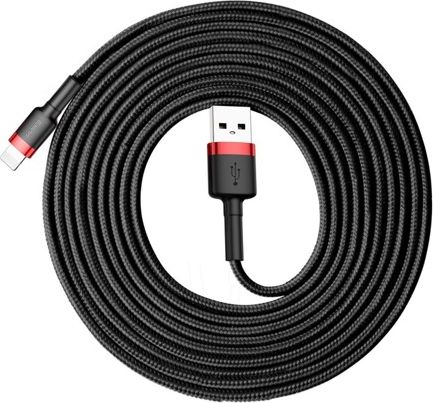 Baseus Cafule Cable USB Cable Durable Nylon Cable USB / Lightning Cable QC3.0 2A 3M Black and Red (CALKLF-R91) USB kabelis