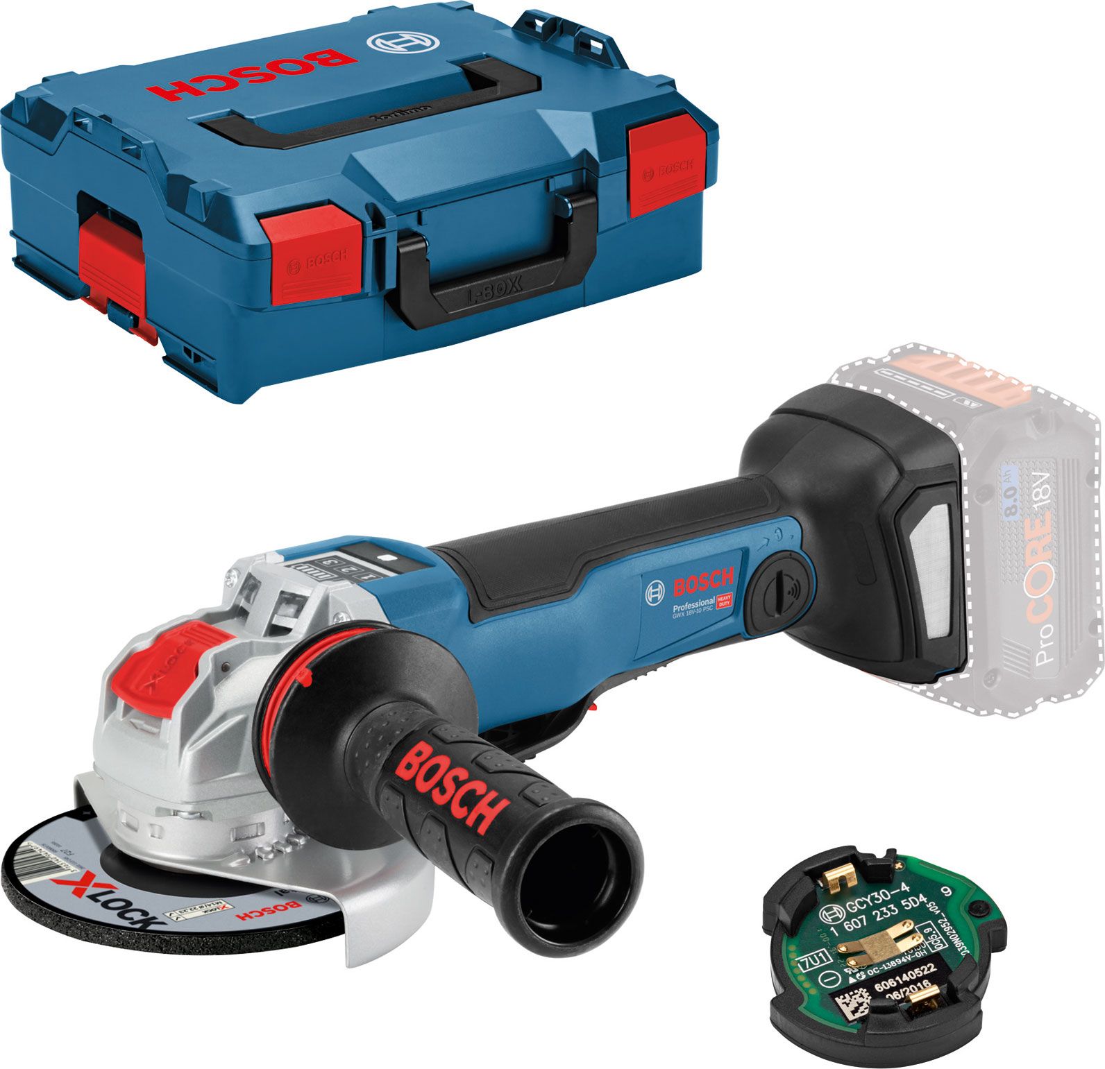 Bosch X-LOCK angle grinder GWX 18V-10 PSC Professional (blue / black, L-BOXX, without battery and charger)