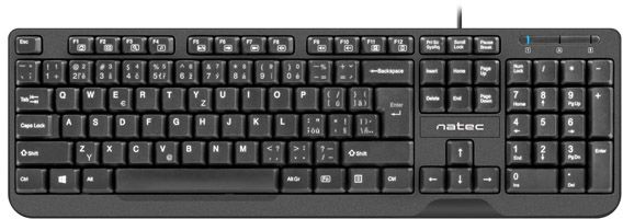 NATEC KEYBOARD TROUT SLIM USB, CZ/SK LAYOUT, BLACK klaviatūra