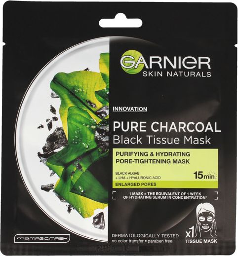 Garnier Skin Naturals Pure Charcoal Maska w placie Black Tissue - Czarna Alga 28g 0359347 (3600542097253)