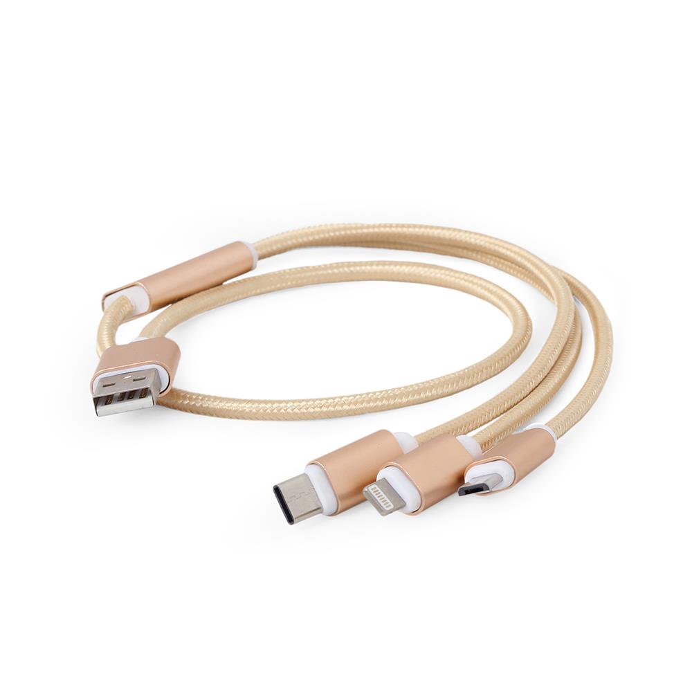 USB 3-in-1 charging cable/1m/gold USB kabelis