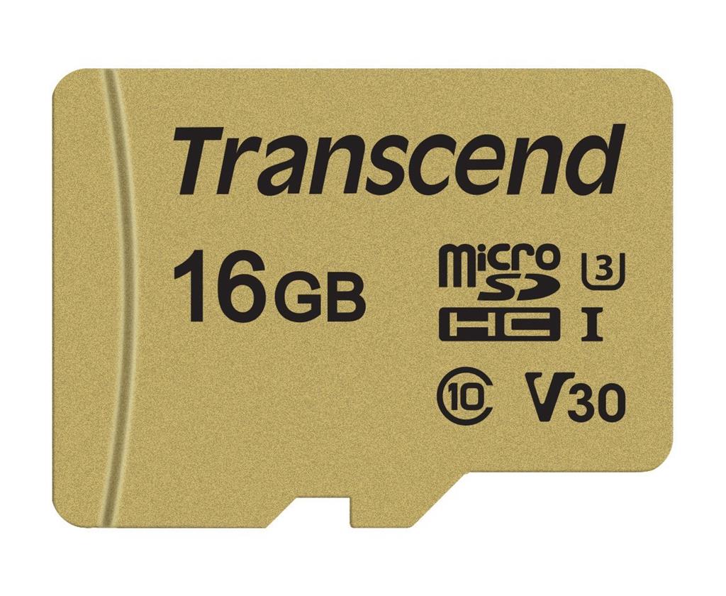 Transcend microSDHC 500S    16GB Class 10 UHS-I U3 V30 + Adapter atmiņas karte