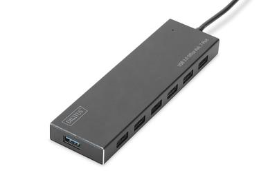 Hub 7-port USB 3.0 SuperSpeed., power supply, aluminum USB centrmezgli