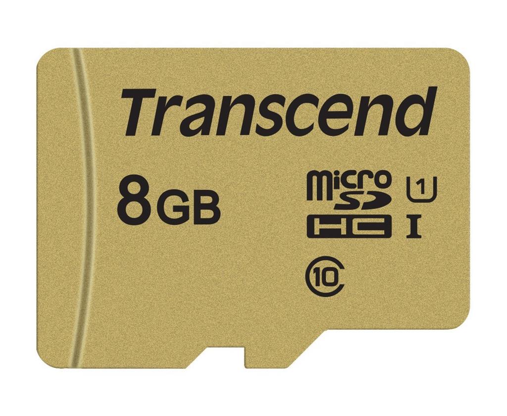 Transcend microSDHC 500S     8GB Class 10 UHS-I U1 + SD Adapter atmiņas karte