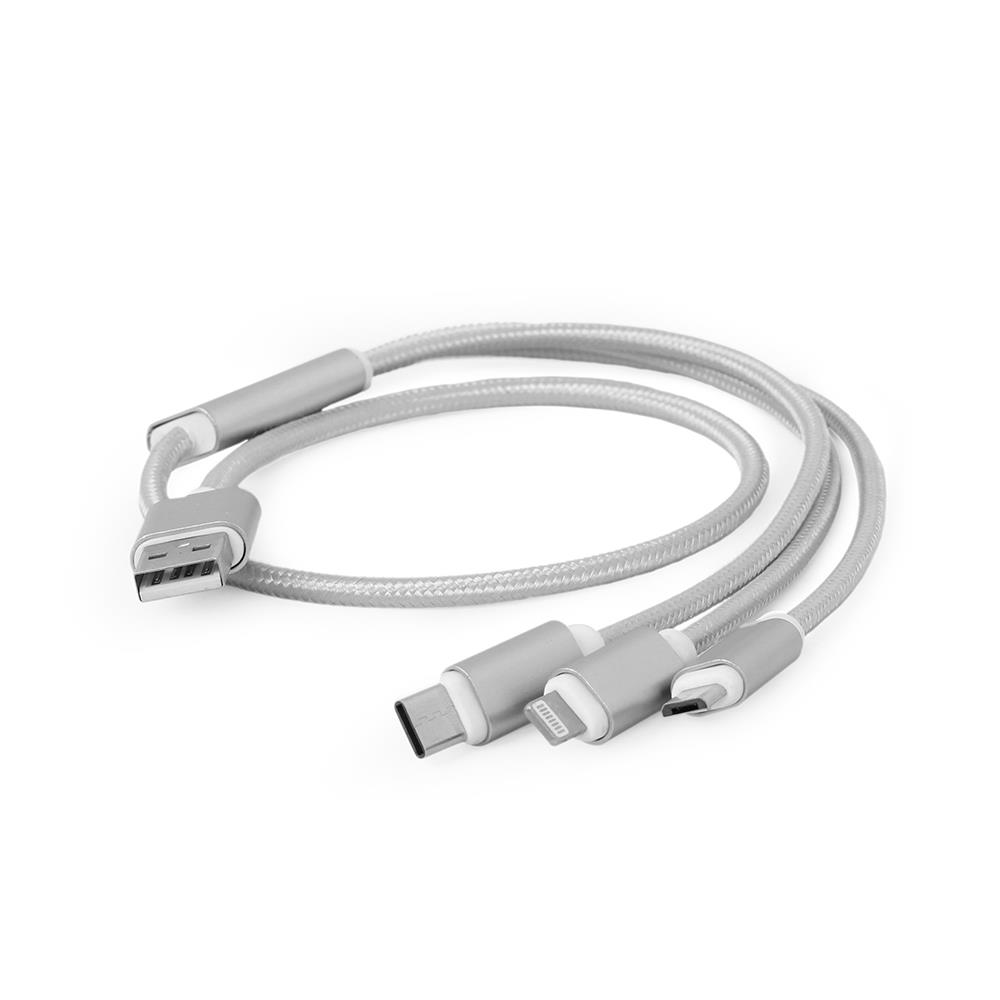 USB 3-in-1 charging cable/1m/silver USB kabelis