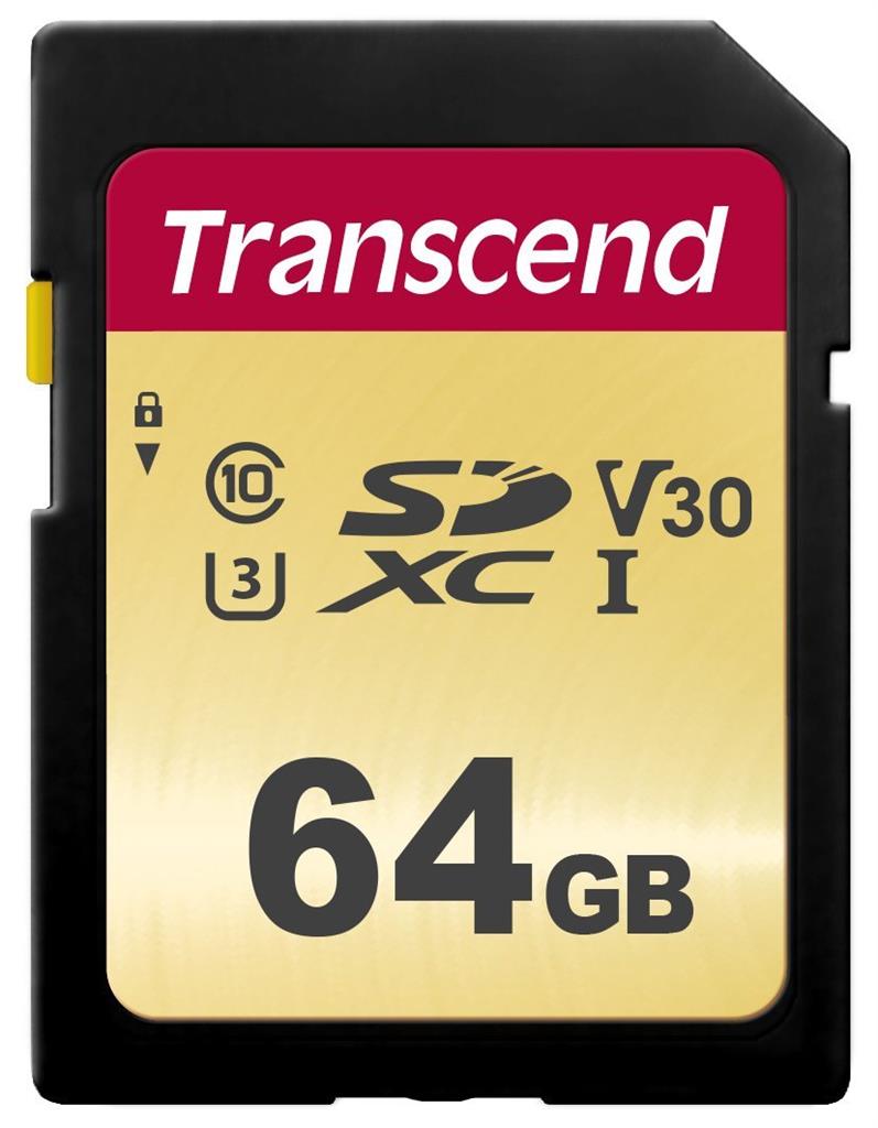 Transcend SDXC 500S         64GB Class 10 UHS-I U3 V30 atmiņas karte