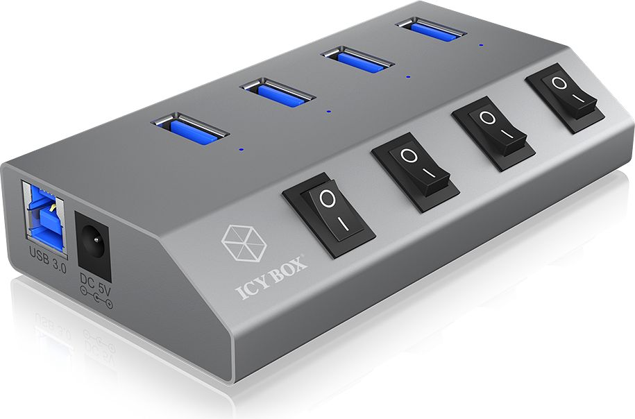 SchnellCharger 4-Port IcyBox USB 5V 20W IB-HUB1405 (g) Baterija