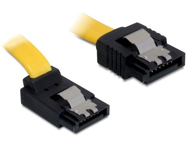 Delock Cable SATA 6 Gb/s male straight>SATA male upwards angled 30 cm yellow met kabelis datoram