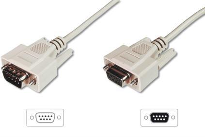 ASSMANN RS232 Extension cable DSUB9 M (plug)/DSUB9 F (jack) 2m beige kabelis video, audio