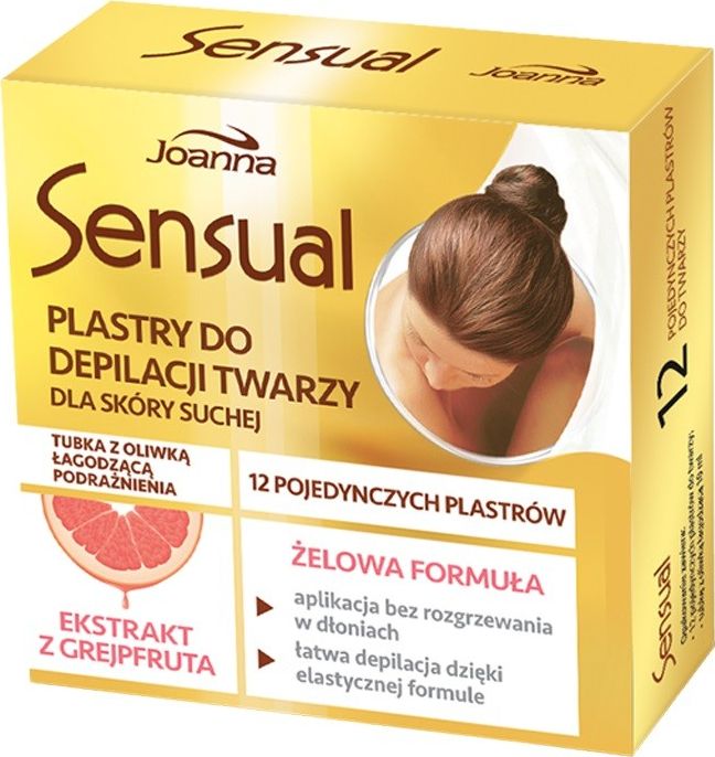 Joanna Sensual plastry do depilacji twarzy z ekstraktem z grejpfruta 12szt. 5901018018641 (5901018018641) kosmētika ķermenim