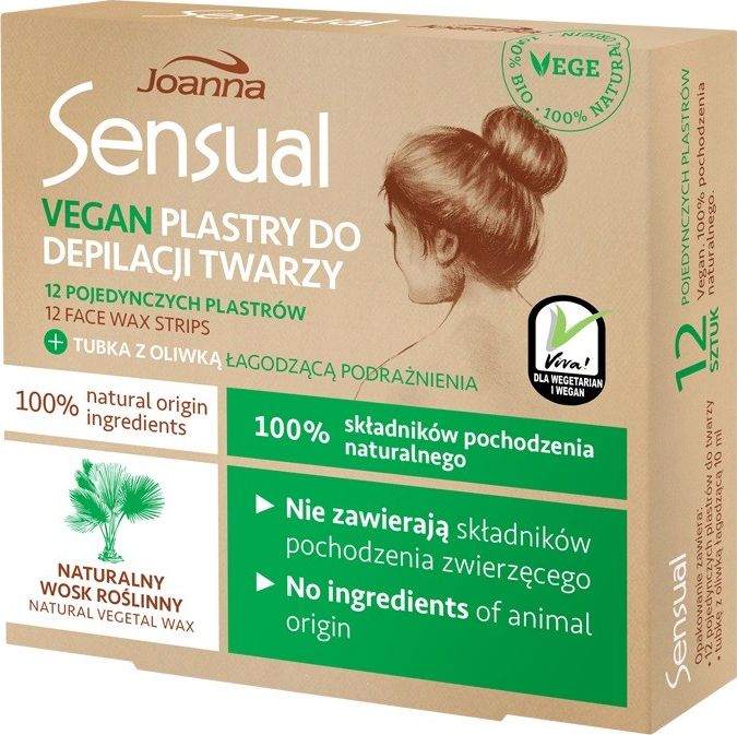 Joanna Sensual plastry do depilacji twarzy vegan naturalny wosk roslinny 12szt 528102 (5901018019174) kosmētika ķermenim