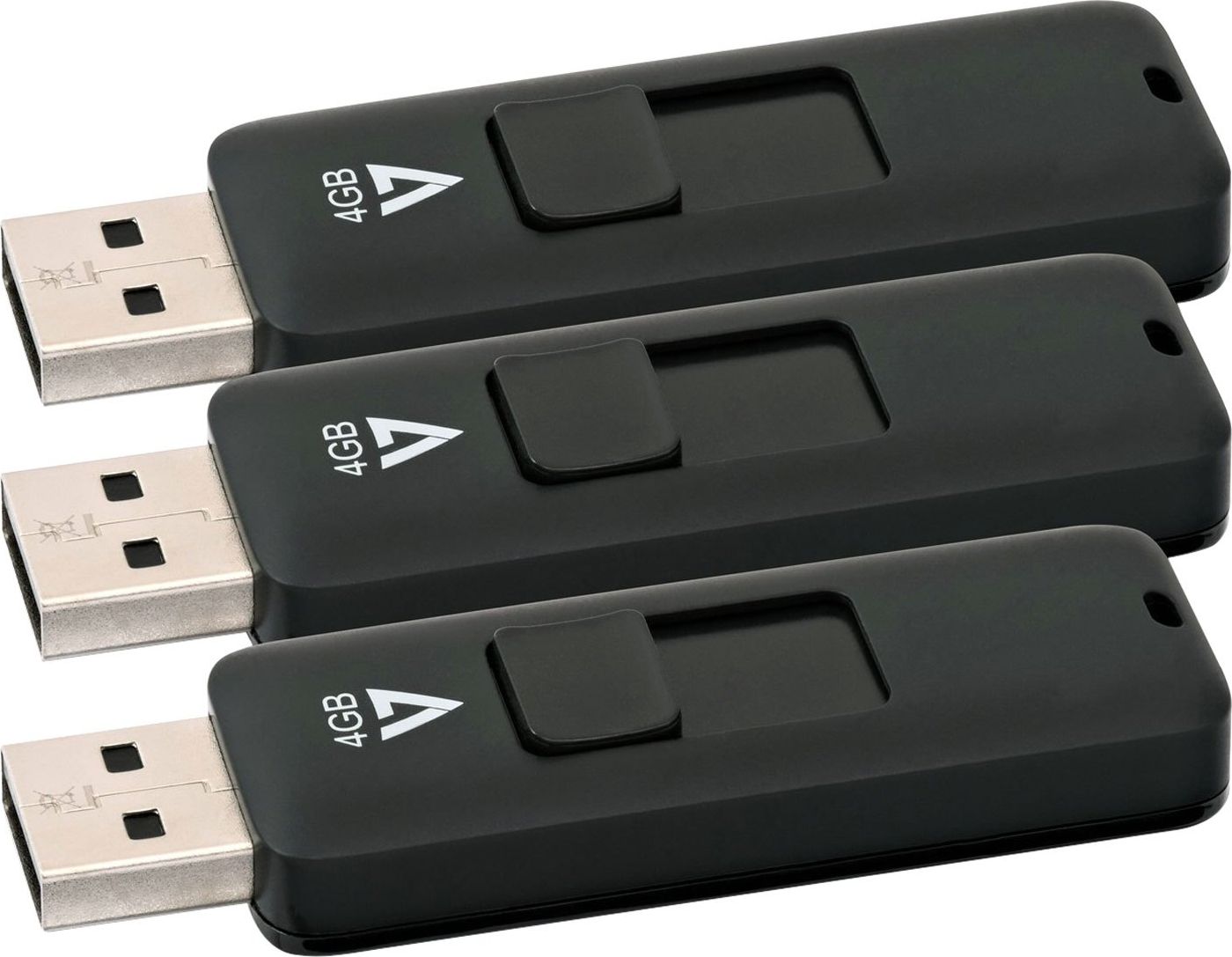 V7 VF24GAR- 3PK- 3E - USB- Flash- drive - 4GB - USB2.0 - black (pack von 3) (VF24GAR- 3PK- 3E) USB Flash atmiņa