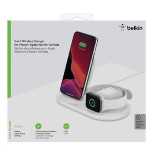 Belkin 3-in-1 wirel. Charger for Apple Watch/iPhone, white iekārtas lādētājs