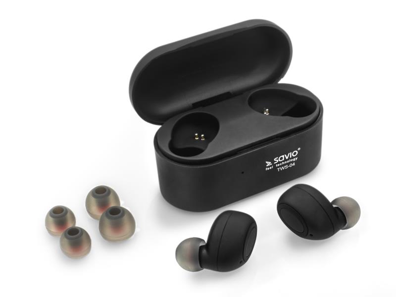 SAVIO TWS-04 (bluetooth; Bluetooth, wireless; with built-in microphone; black color