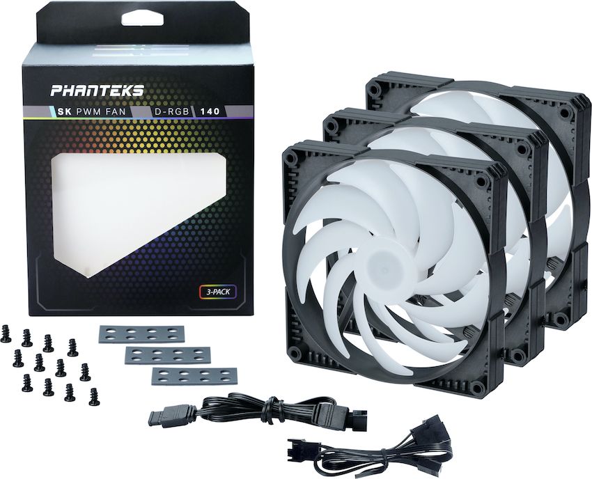 PHANTEKS SK PWM D-RGB Lufter, 3er Pack - 140mm, schwarz/weis ventilators