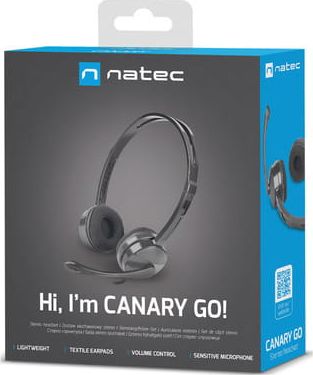 Natec Headset Canary Go Wired On-Ear Microphone Noise canceling Black austiņas