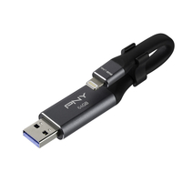 PNY Duo-Link 3.0 64GB USB 3.0 (3.1 Gen 1) USB-Anschluss Typ A Grau USB-Stick ... USB Flash atmiņa