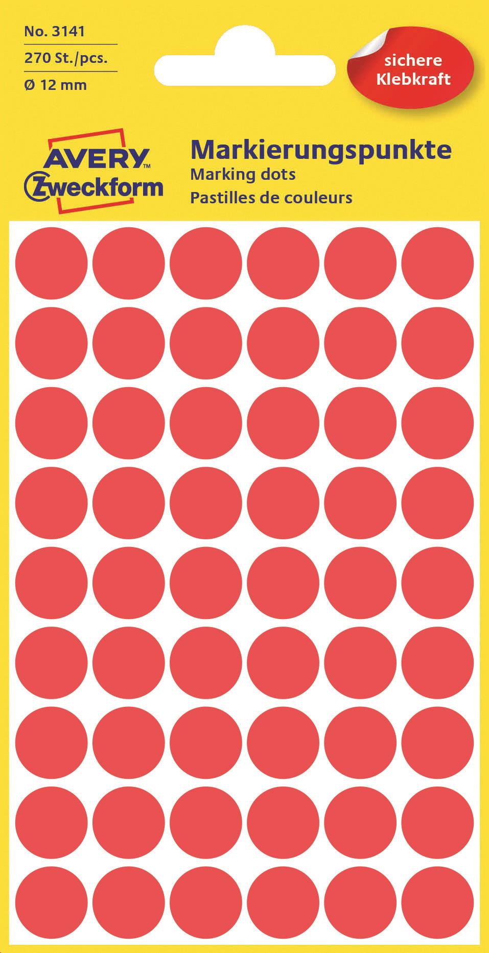 Marking dots ,diameter 12mm, 270 pieces, red uzlīmju printeris