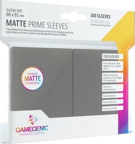 Rebel Gamegenic: Matte Prime CCG Sleeves 66x91mm Grey 369827 (4251715402573) galda spēle