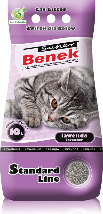 Cat litter Super Benek Standard Lavender 10 l piederumi kaķiem