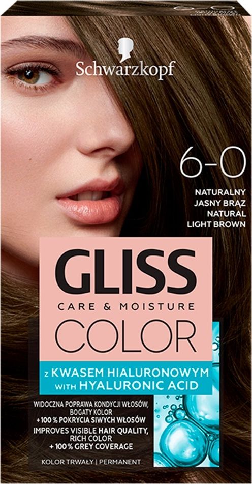 Schwarzkopf Gliss Color nr 6-0 naturalny jasny braz 681660 (9000101261660)