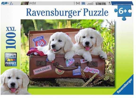 Ravensburger Puzzle 100 Podrozujace szczeniaki (PR-105380) GXP-527494 (4005556105380) puzle, puzzle