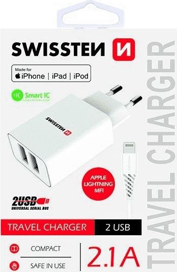 Ladowarka Swissten 2x USB-A 2.1 A (22055000) 22055000 (8595217464421) iekārtas lādētājs