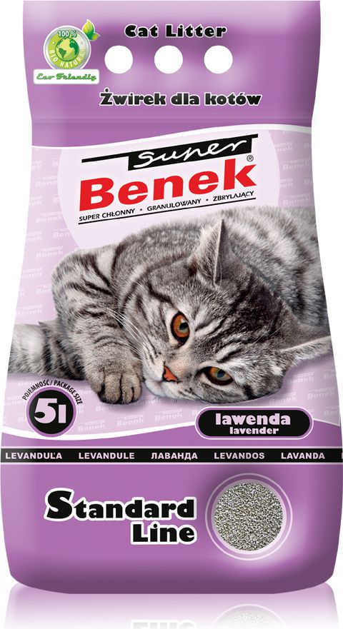 Cat litter Super Benek Standard Lavender 5 l piederumi kaķiem