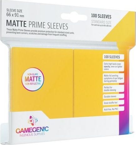 Rebel Gamegenic: Matte Prime CCG Sleeves 66x91mm Yellow 369835 (4251715402474) galda spēle