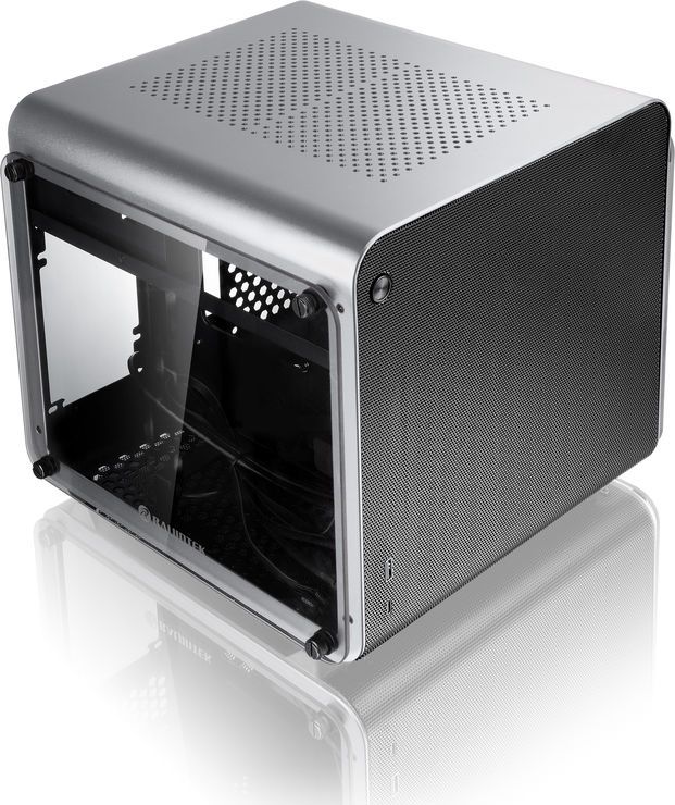 Raijintek METIS EVO TG Mini-ITX Gehause, Tempered Glass - silber Datora korpuss