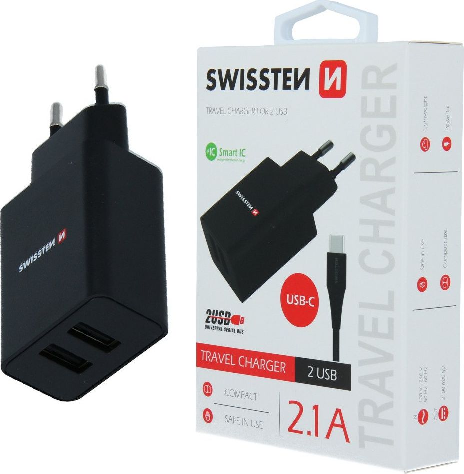 Ladowarka Swissten 2x USB-A 2.1 A (22054000) 22054000 (8595217464414) iekārtas lādētājs