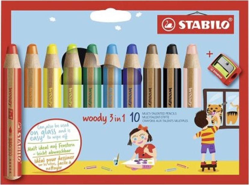 Stabilo Woody 3in1 10 colors pencils + STABILO sharpener