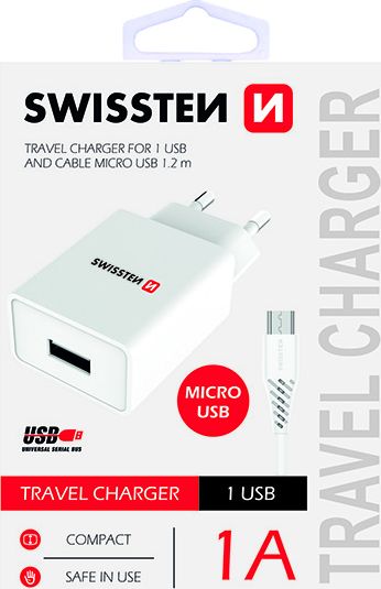 Ladowarka Swissten 1x USB-A 1 A (22061000) 22061000 (8595217464483) iekārtas lādētājs