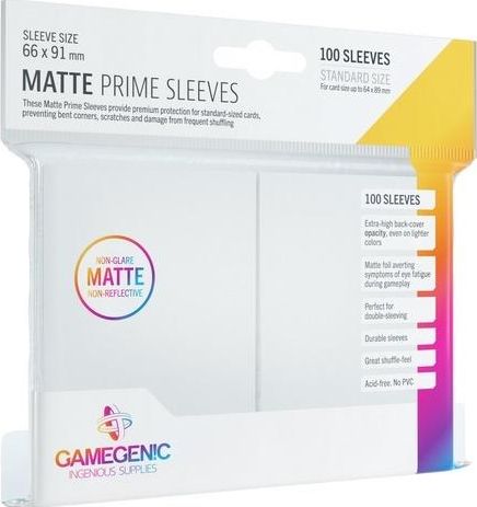 Rebel Gamegenic: Matte Prime CCG Sleeves 66x91mm White 369834 (4251715402412) galda spēle