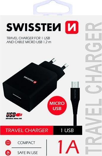 Ladowarka Swissten 1x USB-A 1 A (22062000) 22062000 (8595217464490) iekārtas lādētājs