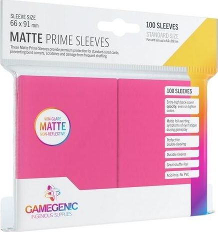 Rebel Gamegenic: Matte Prime CCG Sleeves 66x91mm Pink 369831 (4251715402559) galda spēle