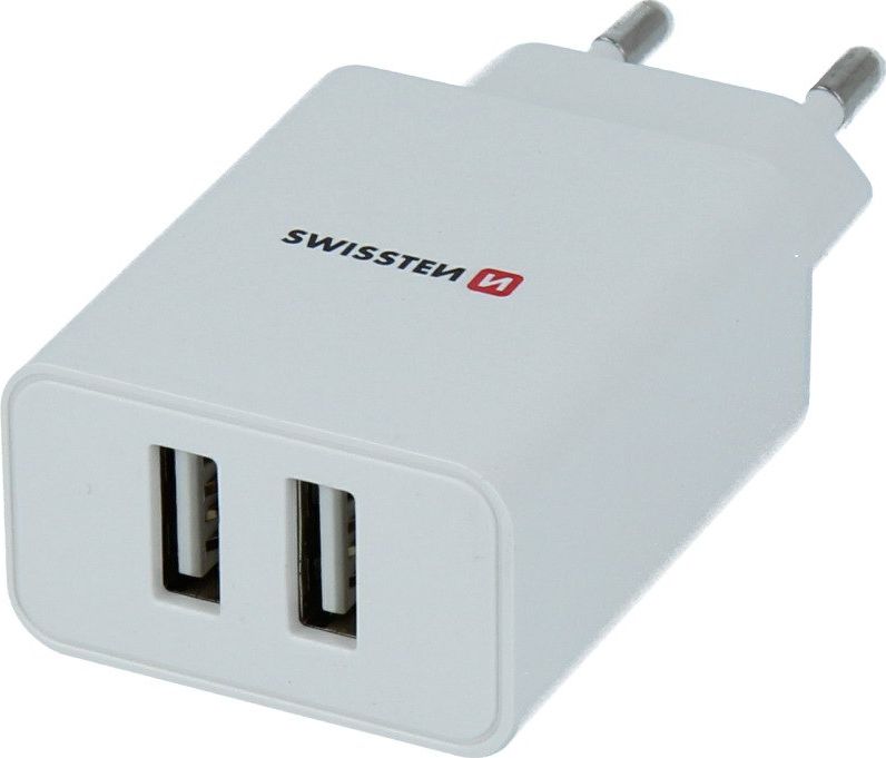 Swissten Travel Smart 2x USB 2.1A biala iekārtas lādētājs