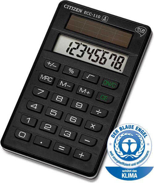 Kalkulator Citizen Kalkulator 120x72x9mm CITIZEN Eco Line ECC110 czarny solarne ECC110 kalkulators